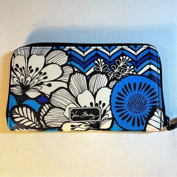 Vera Bradley Leather Blue Bayou All in One Wallet Zipper - Picture 1 of 11